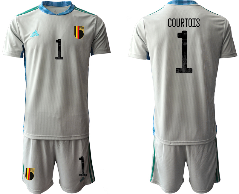 Men 2021 European Cup Belgium grey goalkeeper #1 Soccer Jerseys->belgium jersey->Soccer Country Jersey